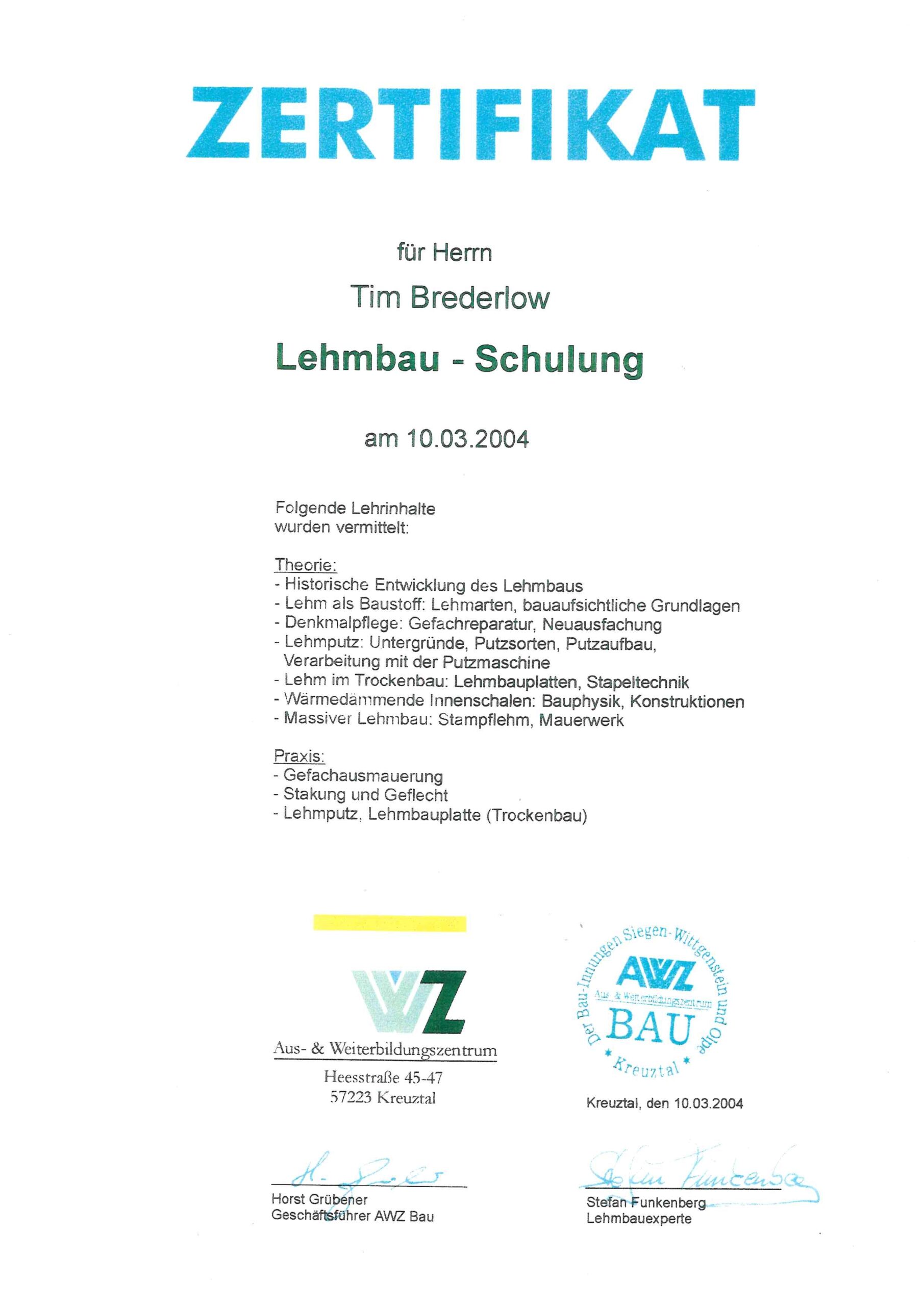Lehmbau-Schulung